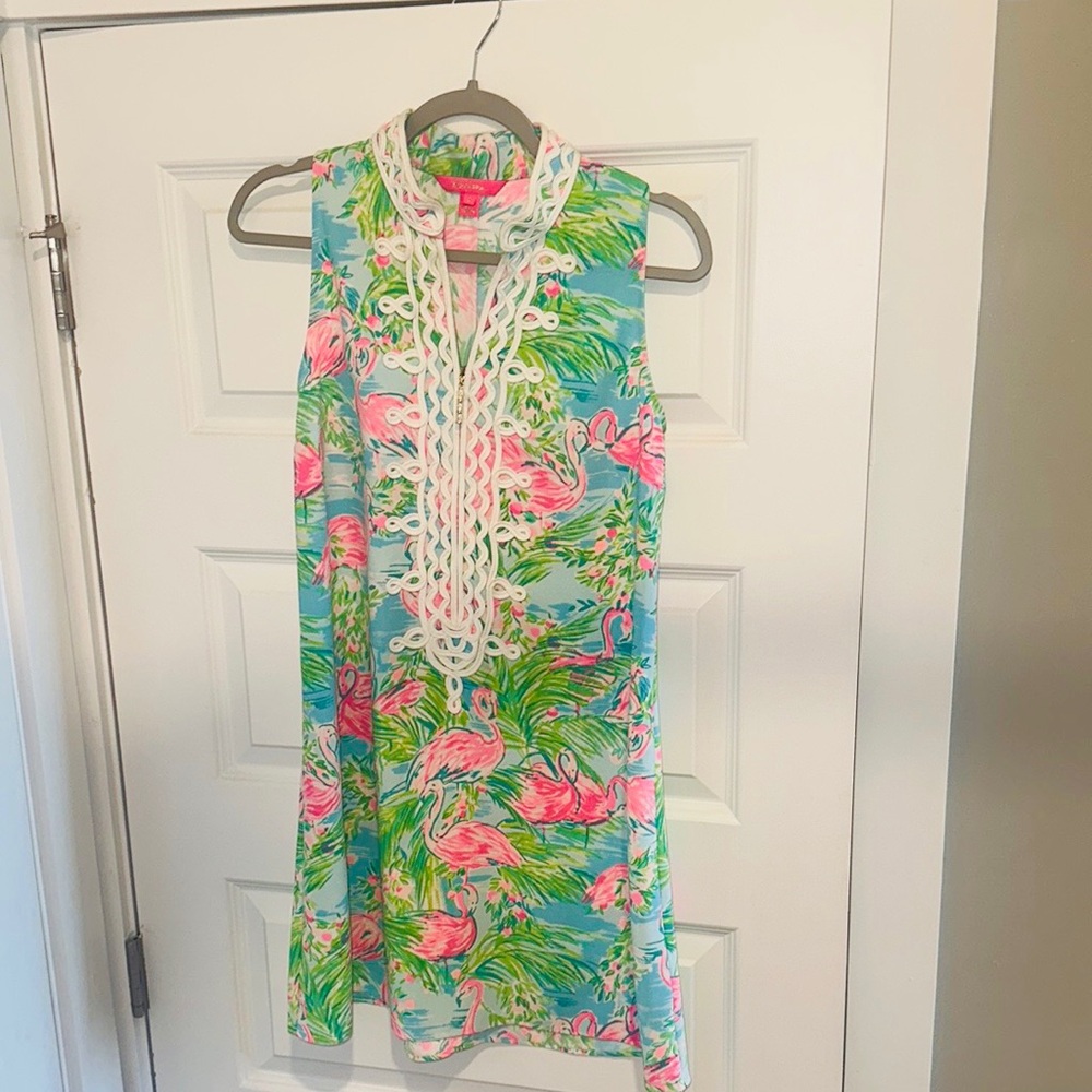 Lilly Pulitzer Jane Shift in Floridita Embroidered
Half Zip A-line Dress SZ 0